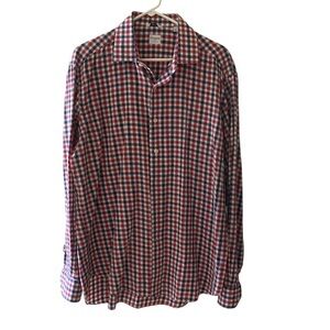 Casual Red and Blue Button Down Shirt with Versatile Style Made in Italy